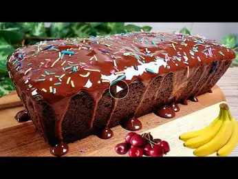 Amazing dessert in 5 minutes! You will make this cake every day! Chocolate Cherry Banana Bread