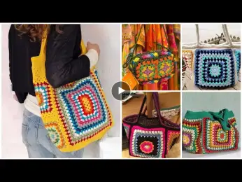 Most gorgeous crochet multicoloured boho style bag/shoulder bag/handbag designs