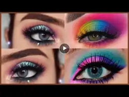Rainbow eye shadow and party eye makeup,neon eye makeup