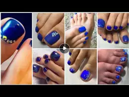 75 most gorgeous royal blue toe nail art design for women