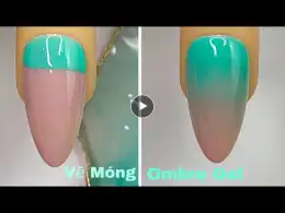 Green & Nude Ombre Gel Nails Art For Beginner 