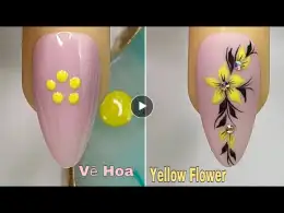 Yellow Flower Nails Art For Beginner 