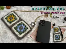 CROCHET PHONE BAG : Crochet Flower Granny Square bag Tutorial 