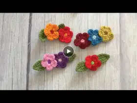 Crochet flowers leaves hair clips, girls fashion hair accessories