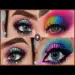Rainbow eye shadow and party eye makeup,neon eye makeup